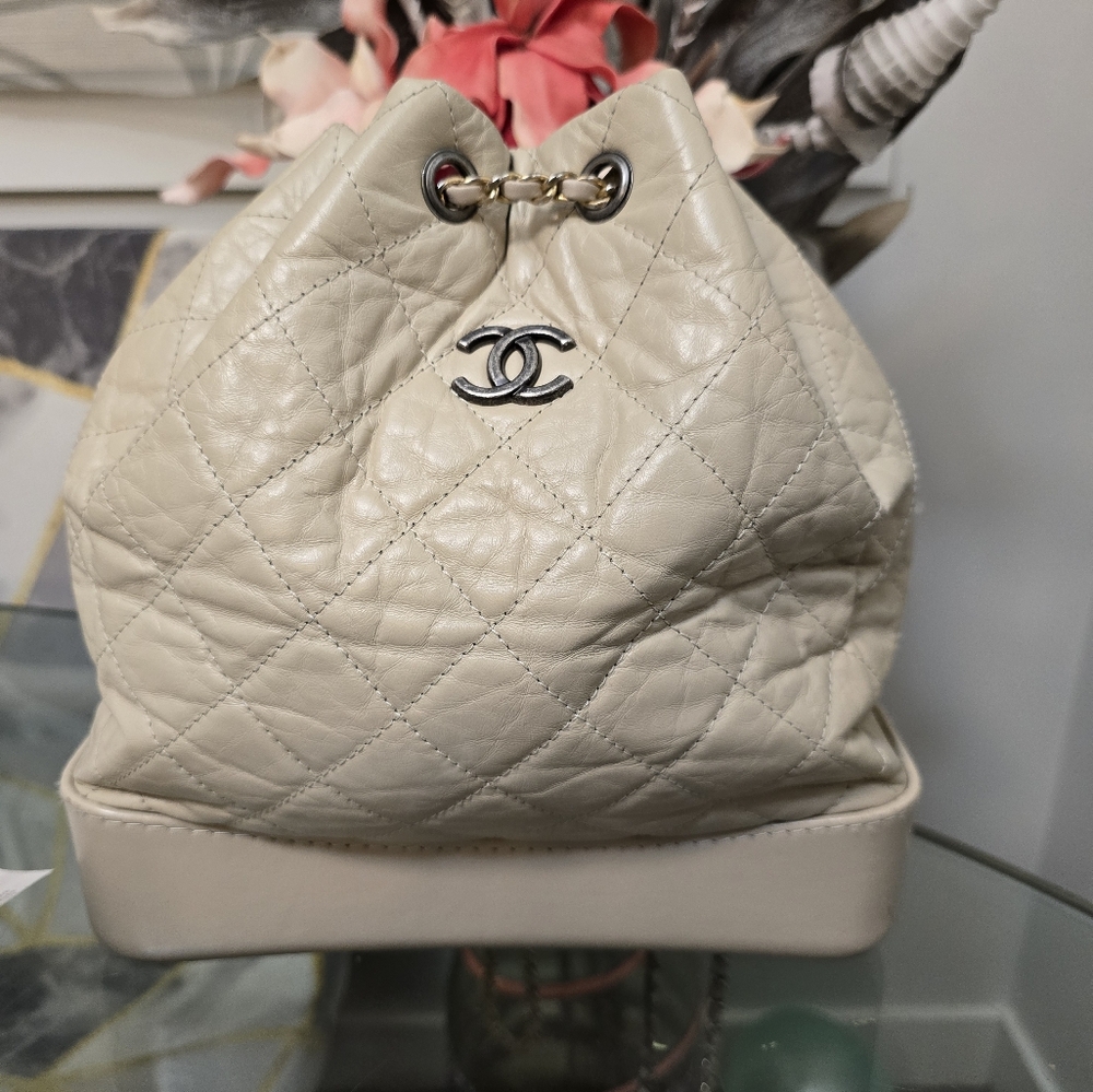 Chanel Beige Aged Calfskin Quilted Gabrielle Backpack - Picture 1 of 12